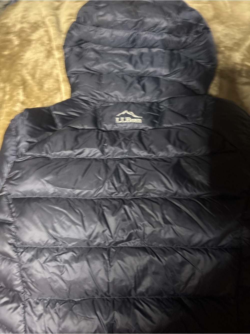 L.L. Bean Kids Navy Quilted Puffer Jacket with Hood